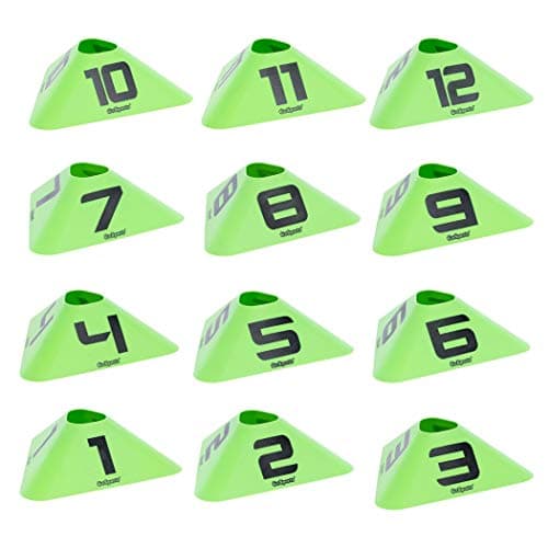 Numbered training markers arranged on a court surface