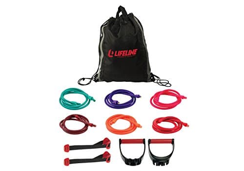 Two people in activewear using resistance bands during an indoor workout session