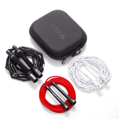 Jump ropes lying on a gym floor