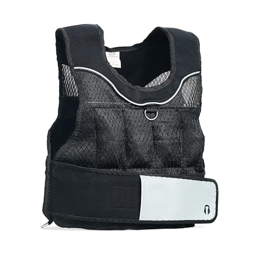 A man working out in a weighted vest in a gym